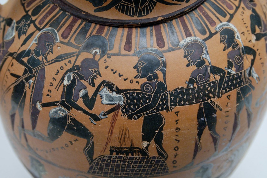 Sacrifice of Polyxena over the tomb of Achilles - Black Figure Vase (ca. 570 BC) - Wikicommons